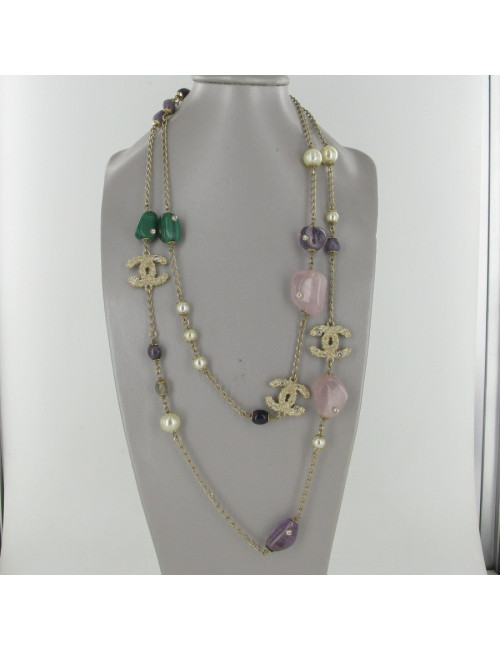 Sautoir pierres multicolores CHANEL