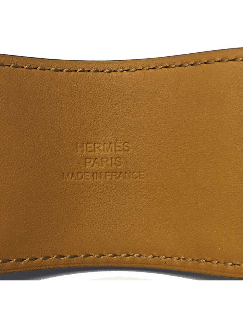 Cuff CDC HERMES red leather H jewelry plate gold