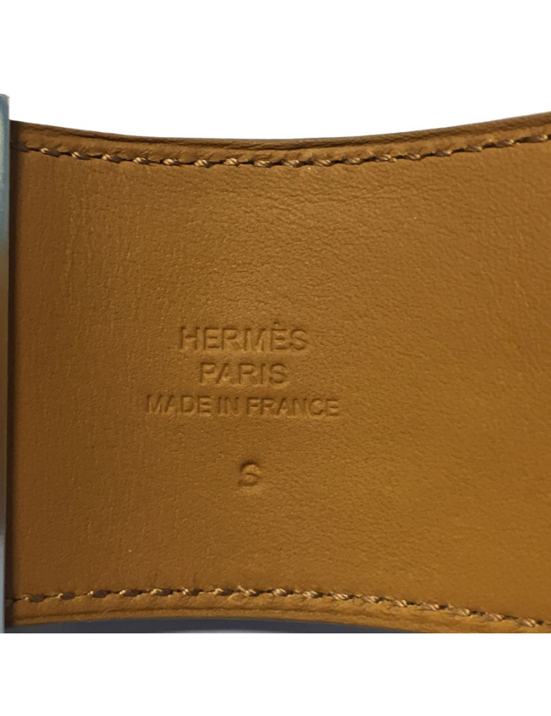  Manchette CDC HERMES en veau swift couleur craie et bijouterie argentée