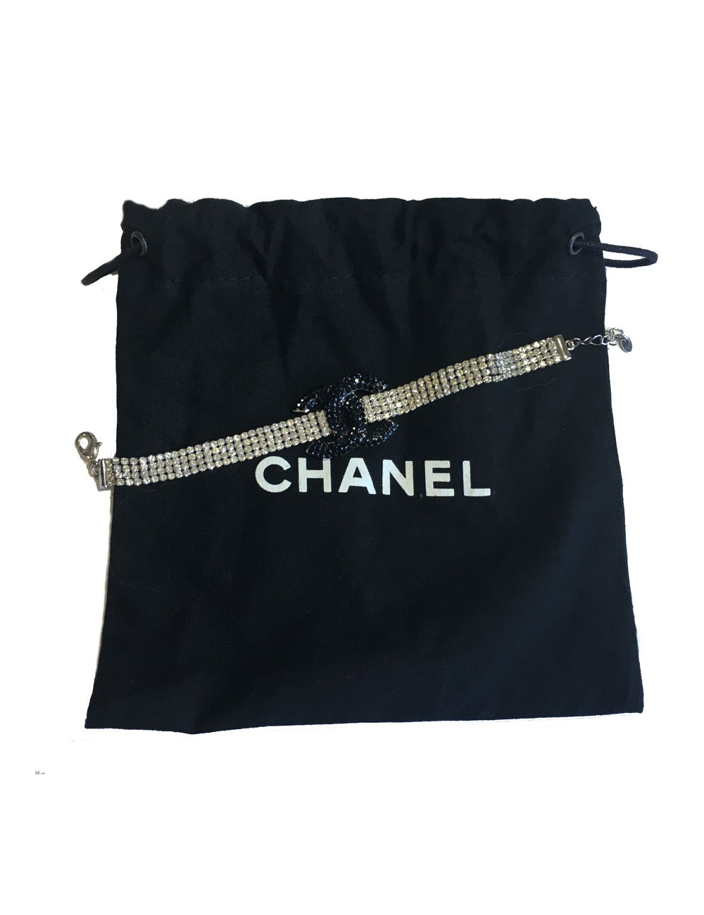 Bracelet CHANEL "Paris Dubai" en strass noirs et blancs