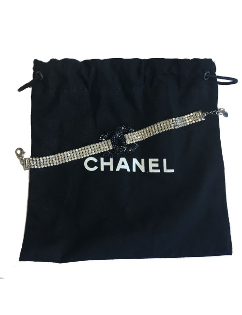 Bracelet CHANEL "Paris Dubai" en strass noirs et blancs