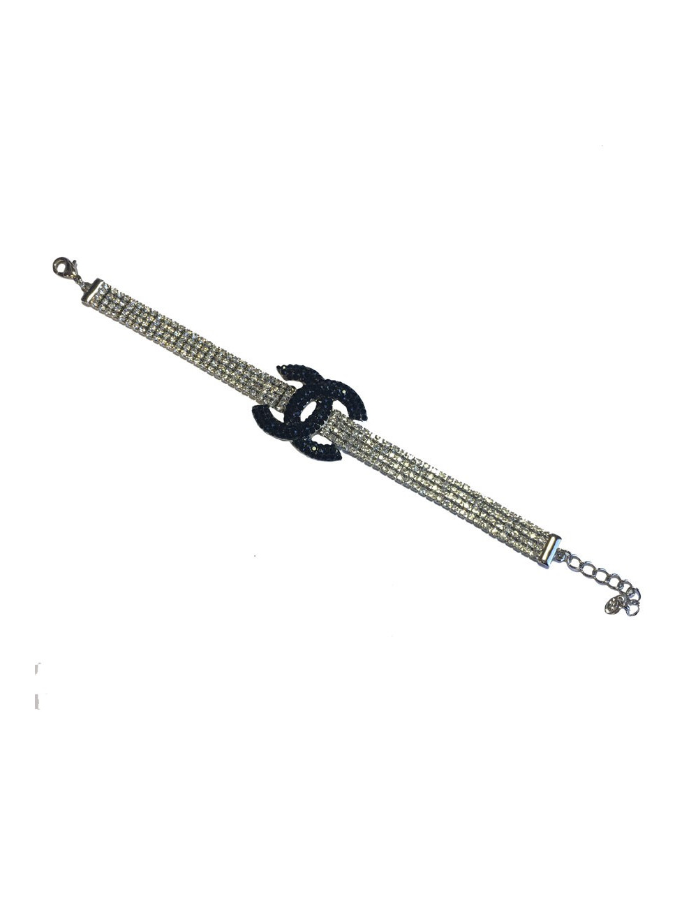 Bracelet CHANEL "Paris Dubai" en strass noirs et blancs