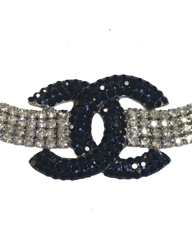 Bracelet CHANEL "Paris Dubai" en strass noirs et blancs