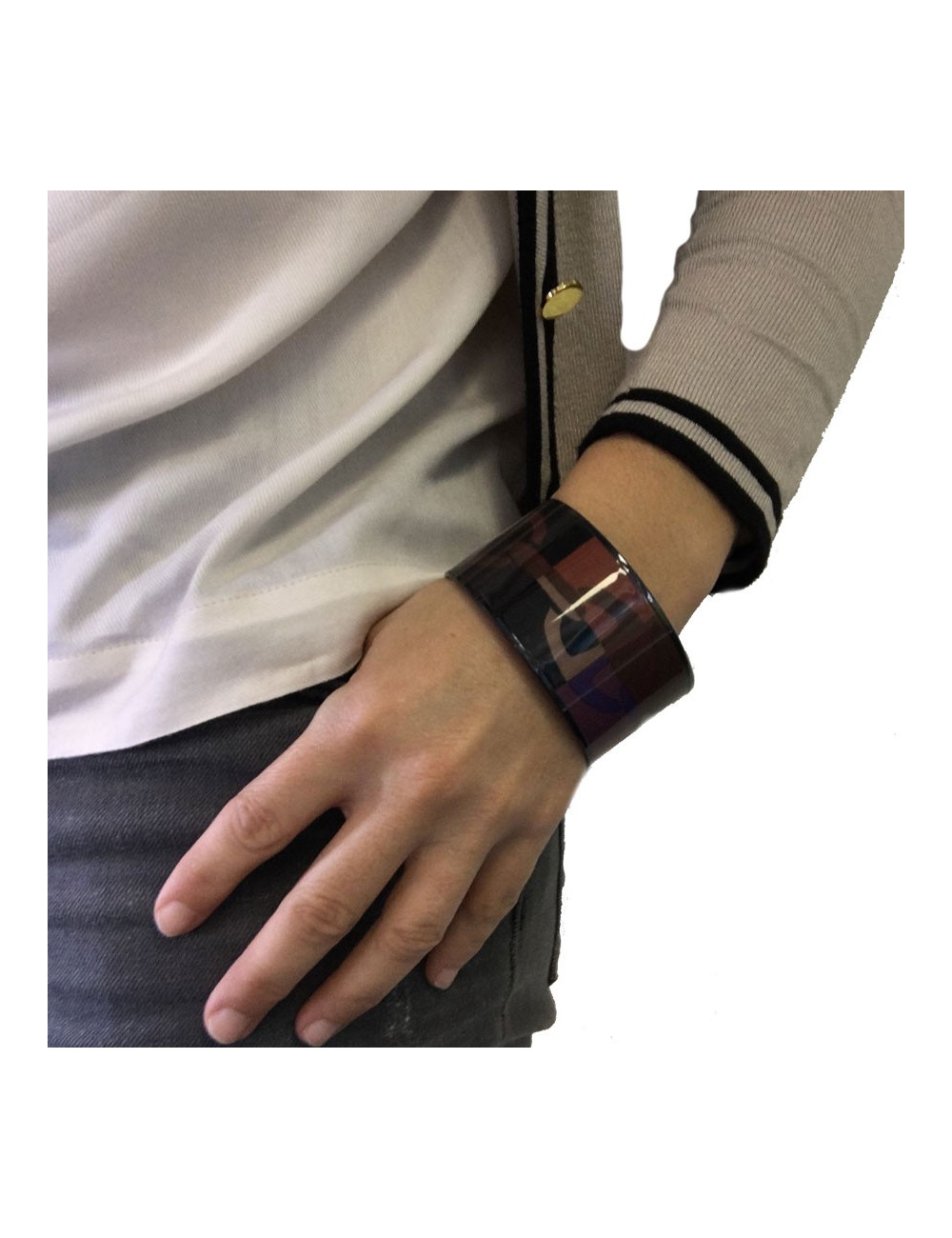  Bracelet HERMES MM en émail surteint motif chaine d'ancre