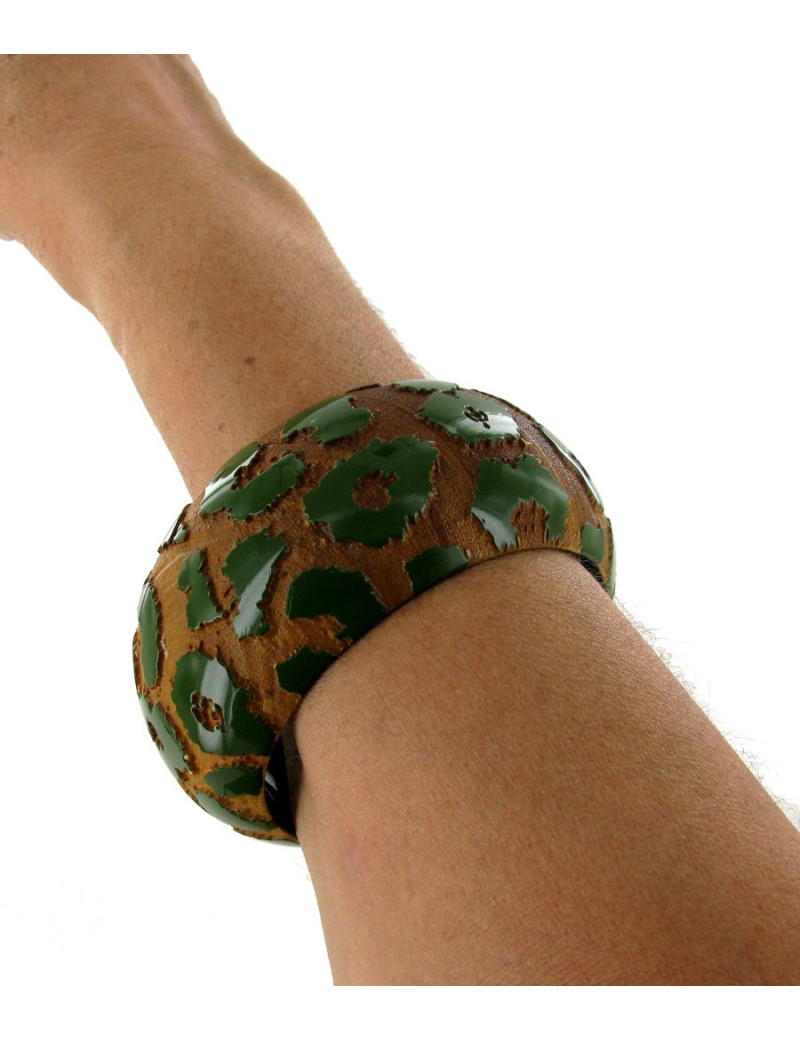 "Camouflage" LOUIS VUITTON Bangle green wood
