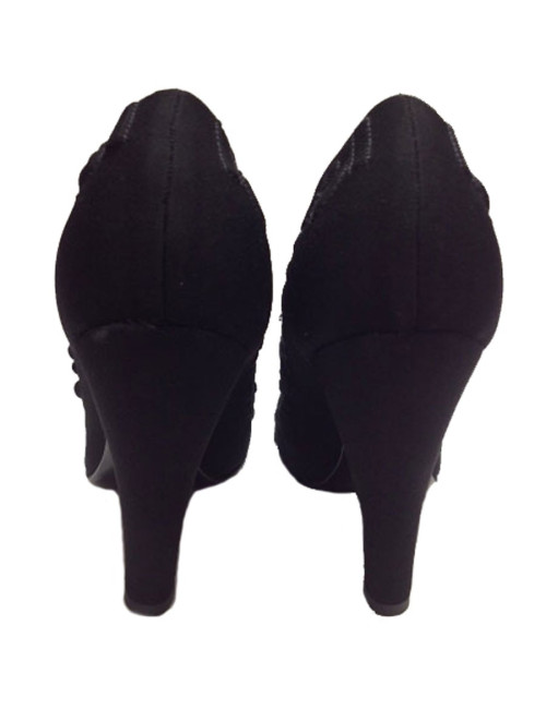 Escarpins Couture CHANEL T41,5 surpiqués en jersey noir