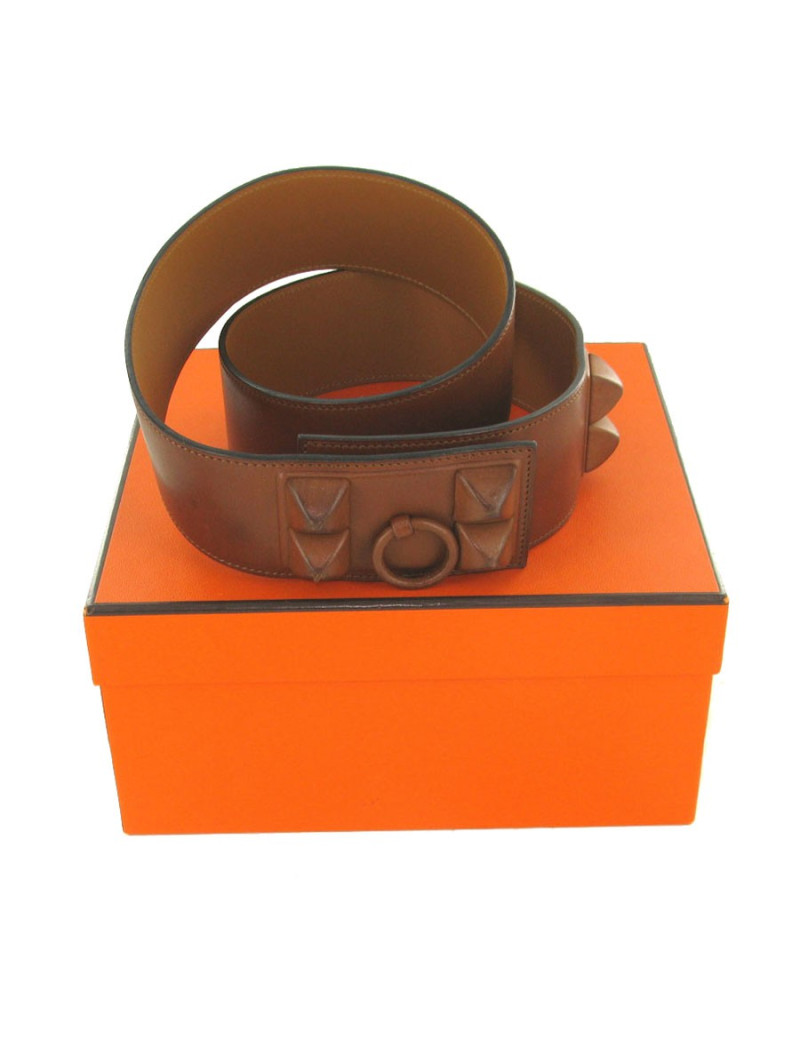 Ceinture T85 HERMÈS "Shadow" en cuir veau barénia t85