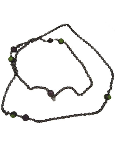 Sautoir MARGUERITE DE VALOIS cabochons et ruthénium