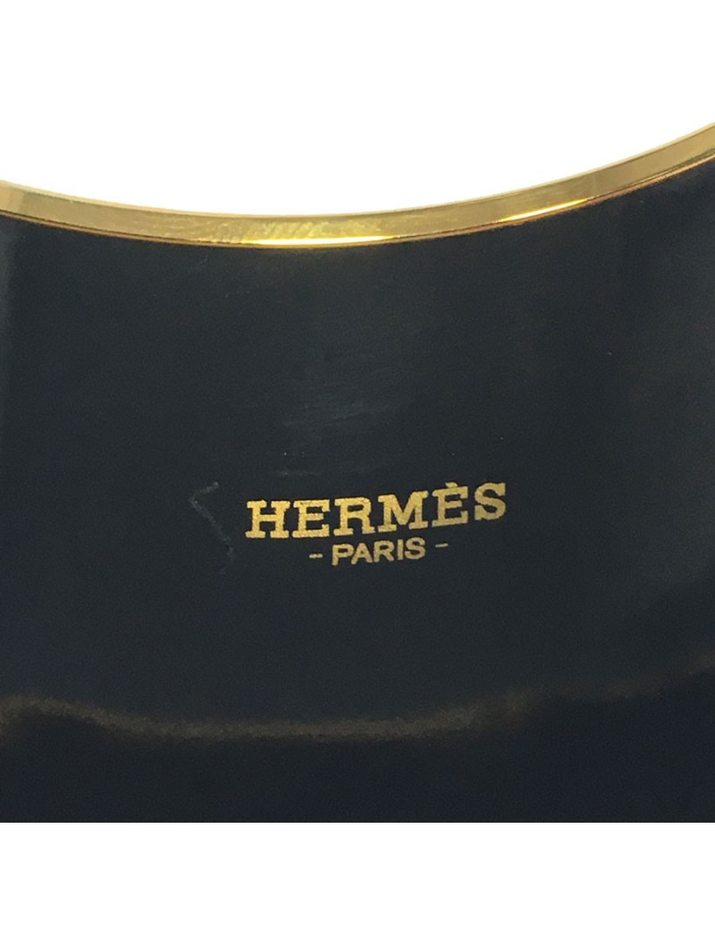 Bracelet HERMES wide enamel black, yellow and grey pattern dog collar