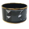 Bracelet HERMES wide enamel black, yellow and grey pattern dog collar