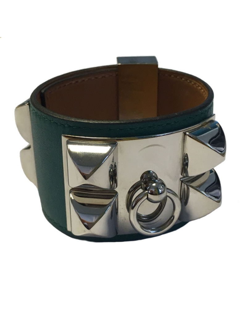 HERMES CDC cuff in blue peacock leather