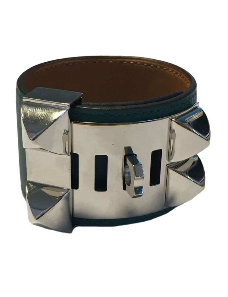 HERMES CDC cuff in blue peacock leather