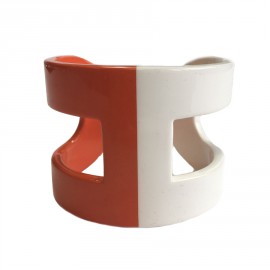 HERMES bracelet lacquered white and orange form H