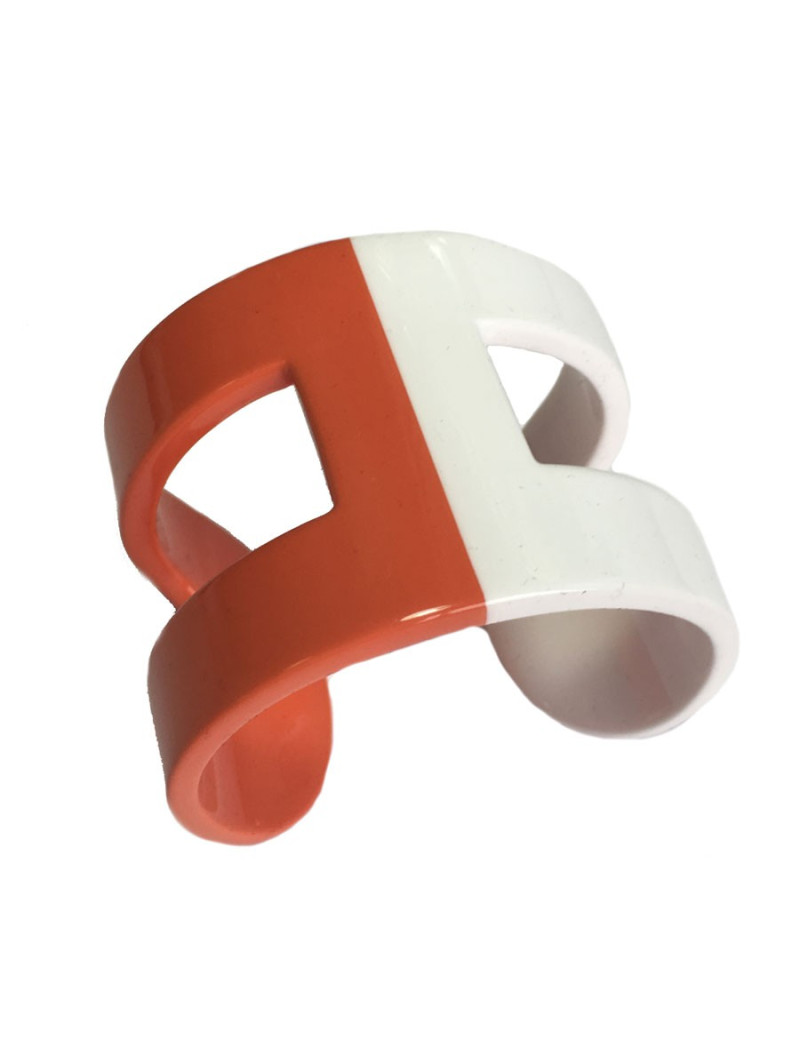 HERMES bracelet lacquered white and orange form H