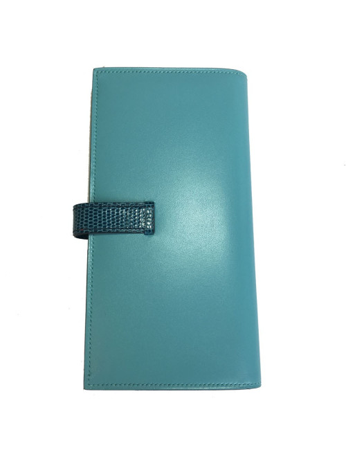 Portfolio Béarn HERMES leather and Blue lizard