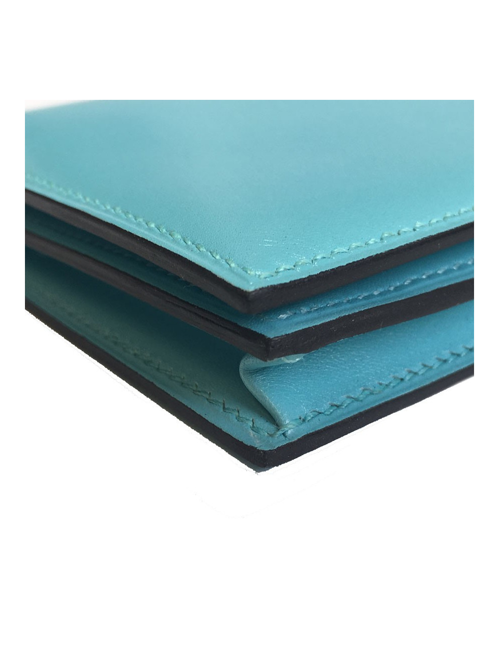 Portefeuille Bearn HERMES cuir et lézard bleu