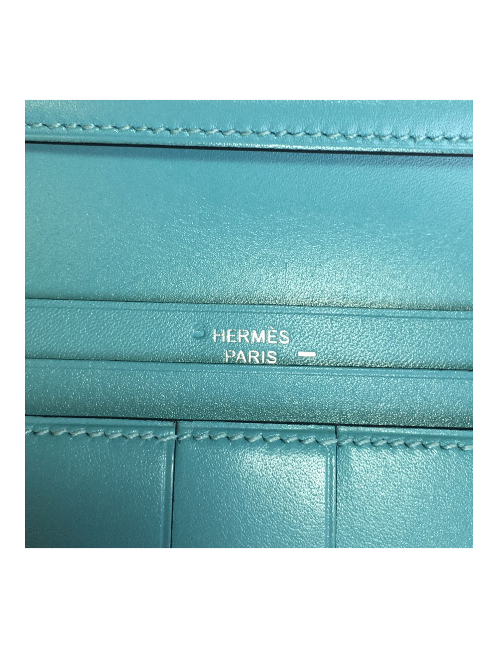 Portefeuille Bearn HERMES cuir et lézard bleu