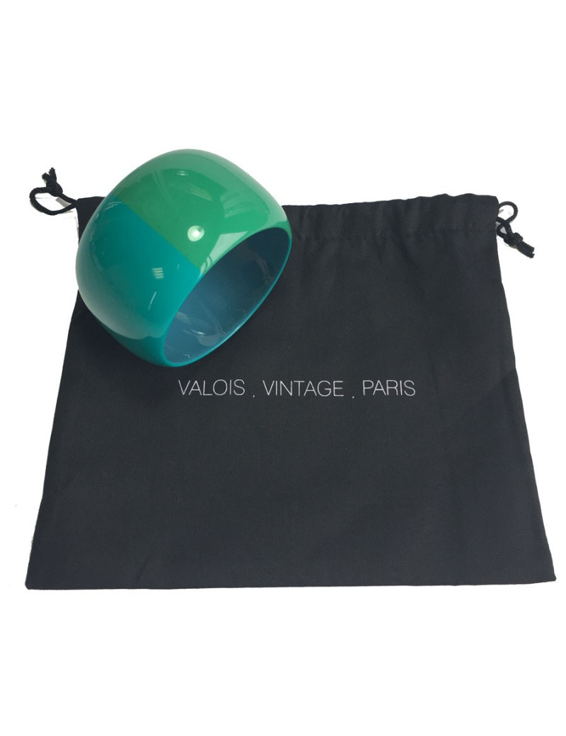 Curved lacquered HERMES bracelet green and blue