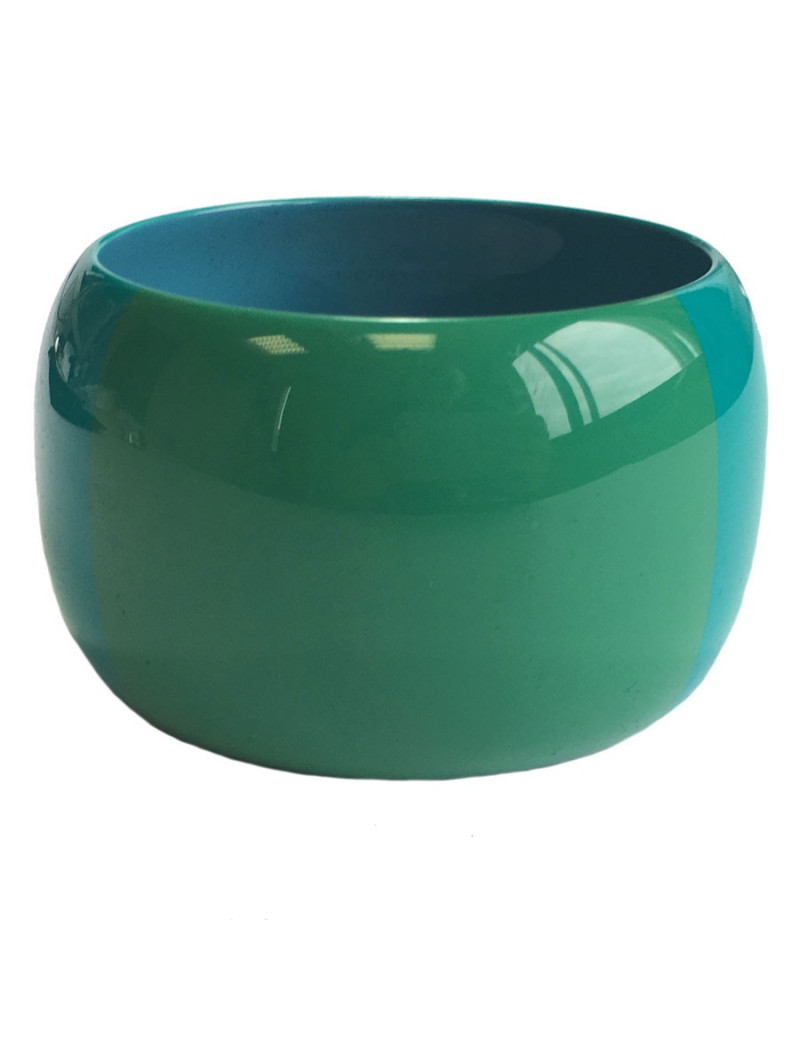 Curved lacquered HERMES bracelet green and blue