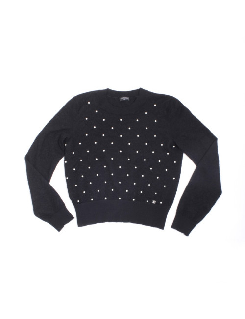 Black CHANEL T 38 sweater in mohair and silk