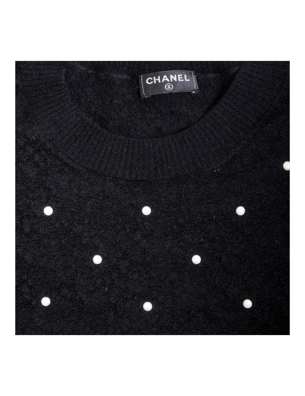 Black CHANEL T 38 sweater in mohair and silk