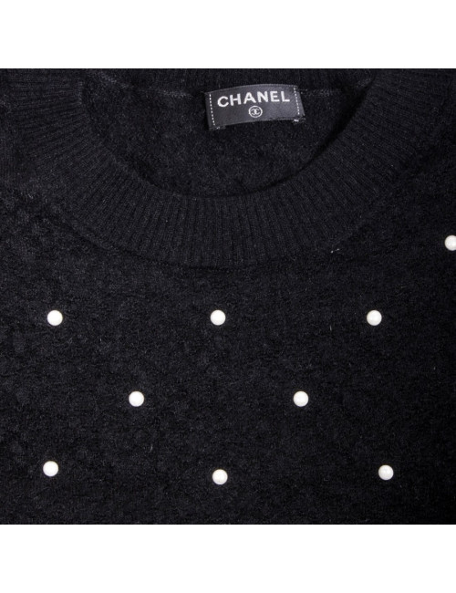 Pull CHANEL T 38 en mohair et soie noir