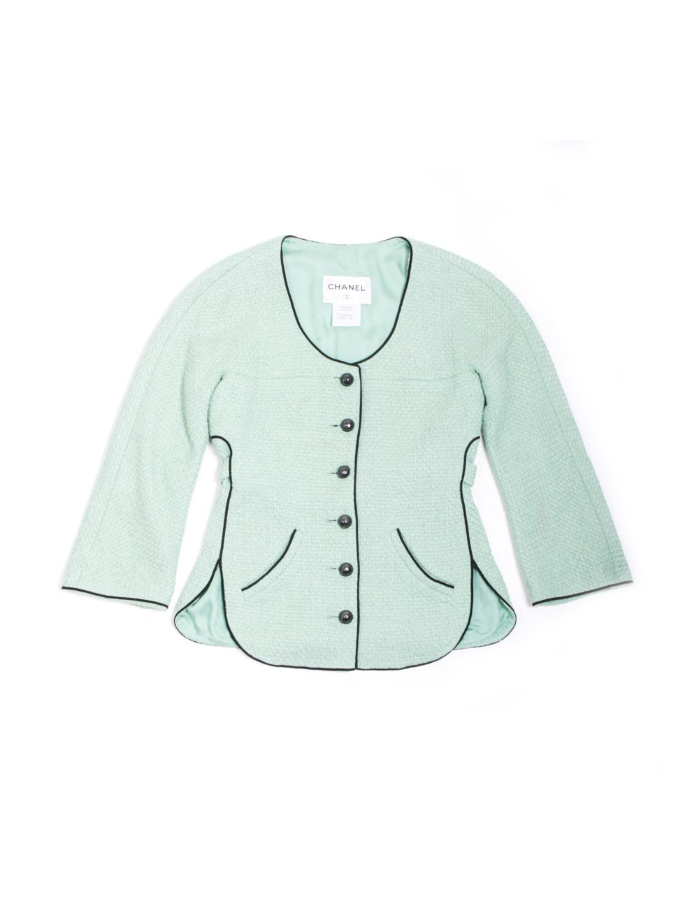 Chanel T 36 fr "Les fonds marins" jacket in green cotton tweed