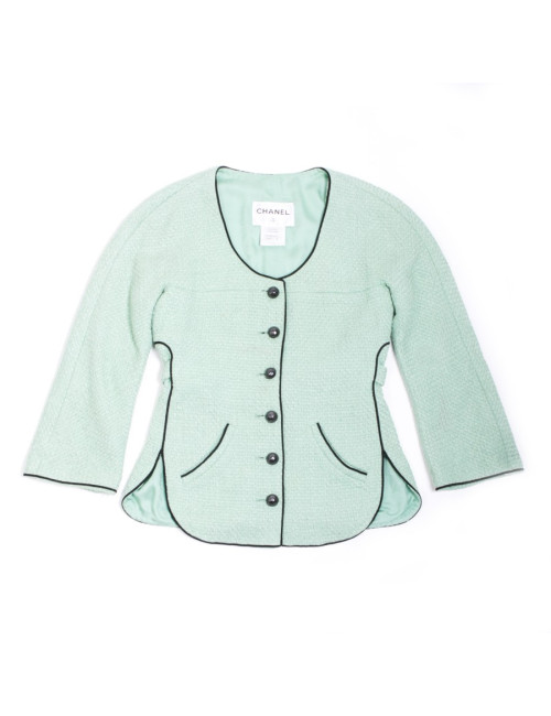 Chanel T 36 fr "Les fonds marins" jacket in green cotton tweed