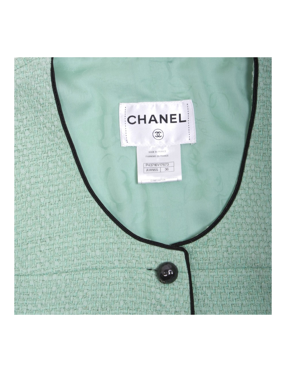 Chanel T 36 fr "Les fonds marins" jacket in green cotton tweed