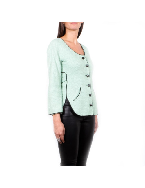 Chanel T 36 fr "Les fonds marins" jacket in green cotton tweed
