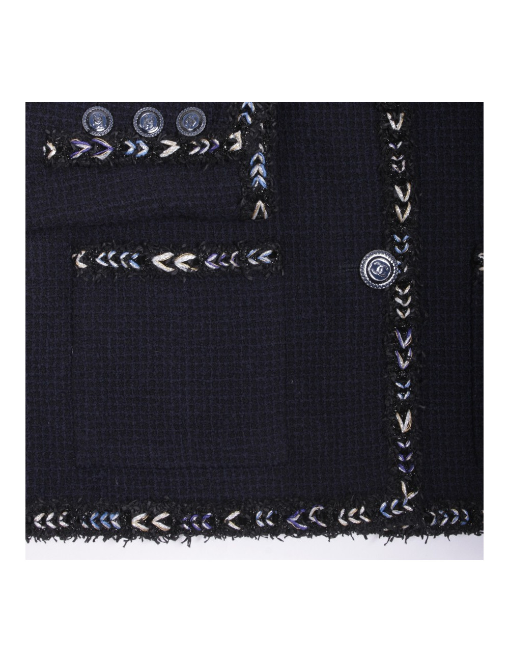 CHANEL T 38 Blue Tweed jacket Navy