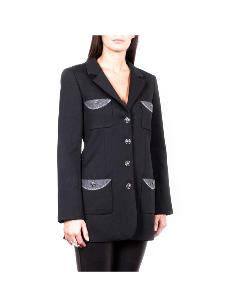 Veste CHANEL T 40 en laine noir