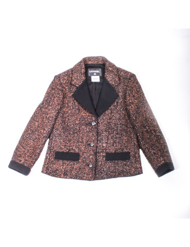 Veste CHANEL T 38 tweed marron