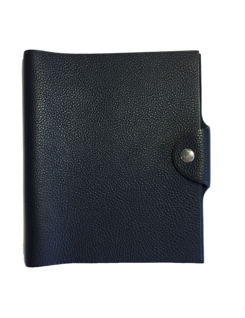 Couverture de cahier HERMES petit modèle en veau grainé noir