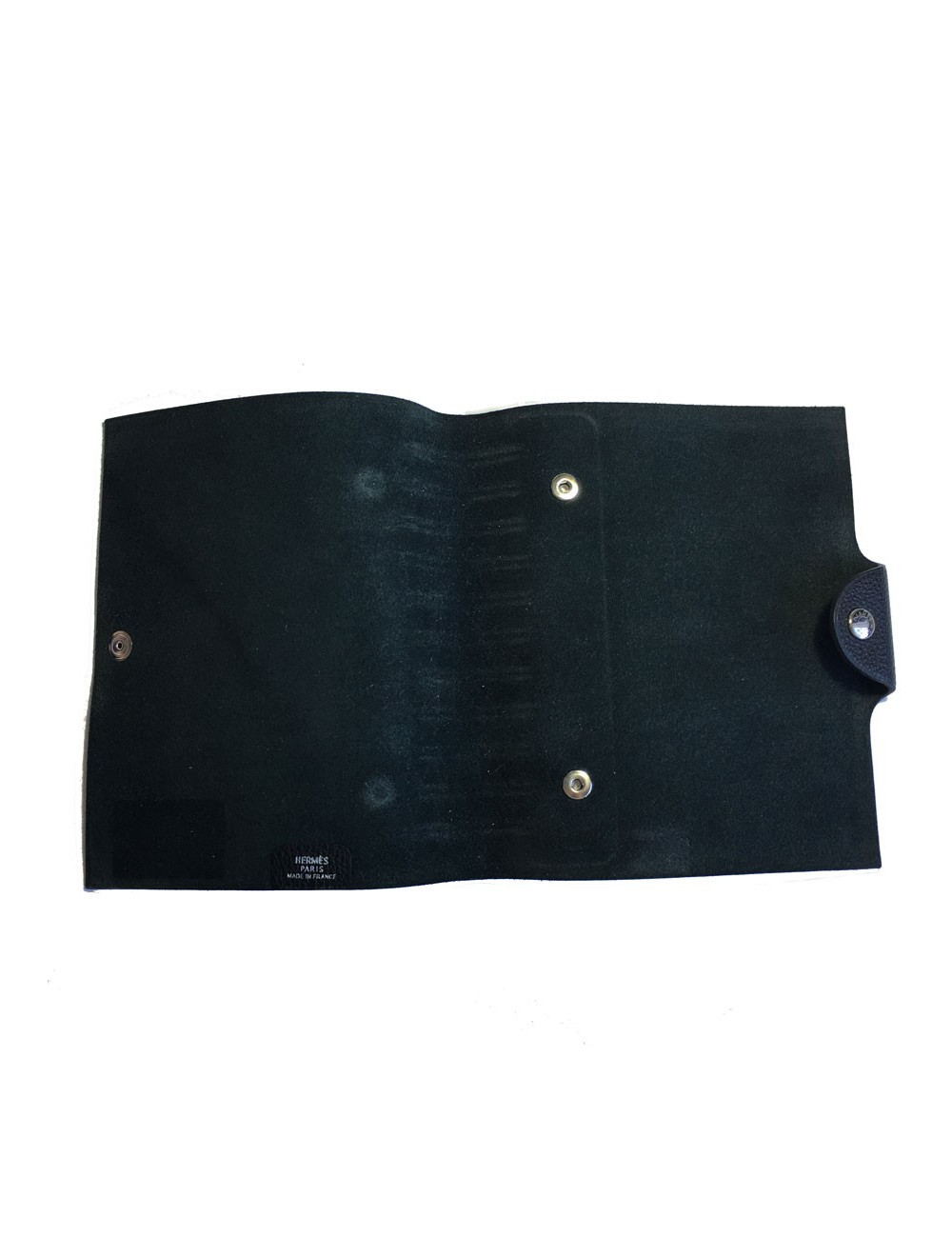 Couverture de cahier HERMES petit modèle en veau grainé noir