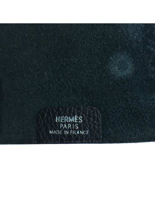 Couverture de cahier HERMES petit modèle en veau grainé noir