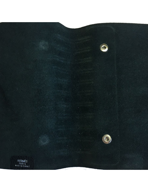 Couverture de cahier HERMES petit modèle en veau grainé noir