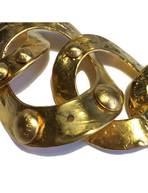 xxx Bracelet LOUIS VUITTON anneaux en métal plaqué or martelé