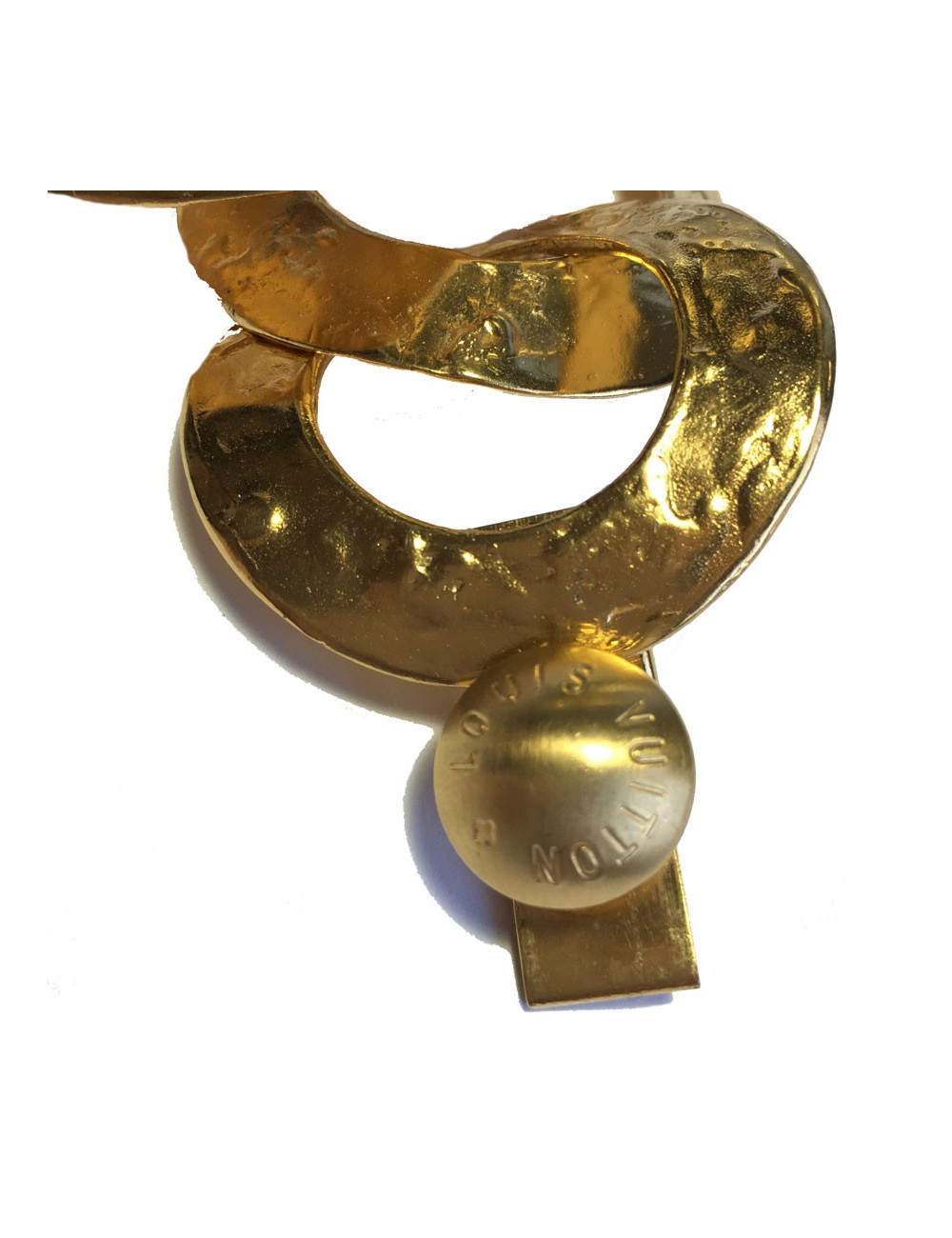 xxx Bracelet LOUIS VUITTON anneaux en métal plaqué or martelé