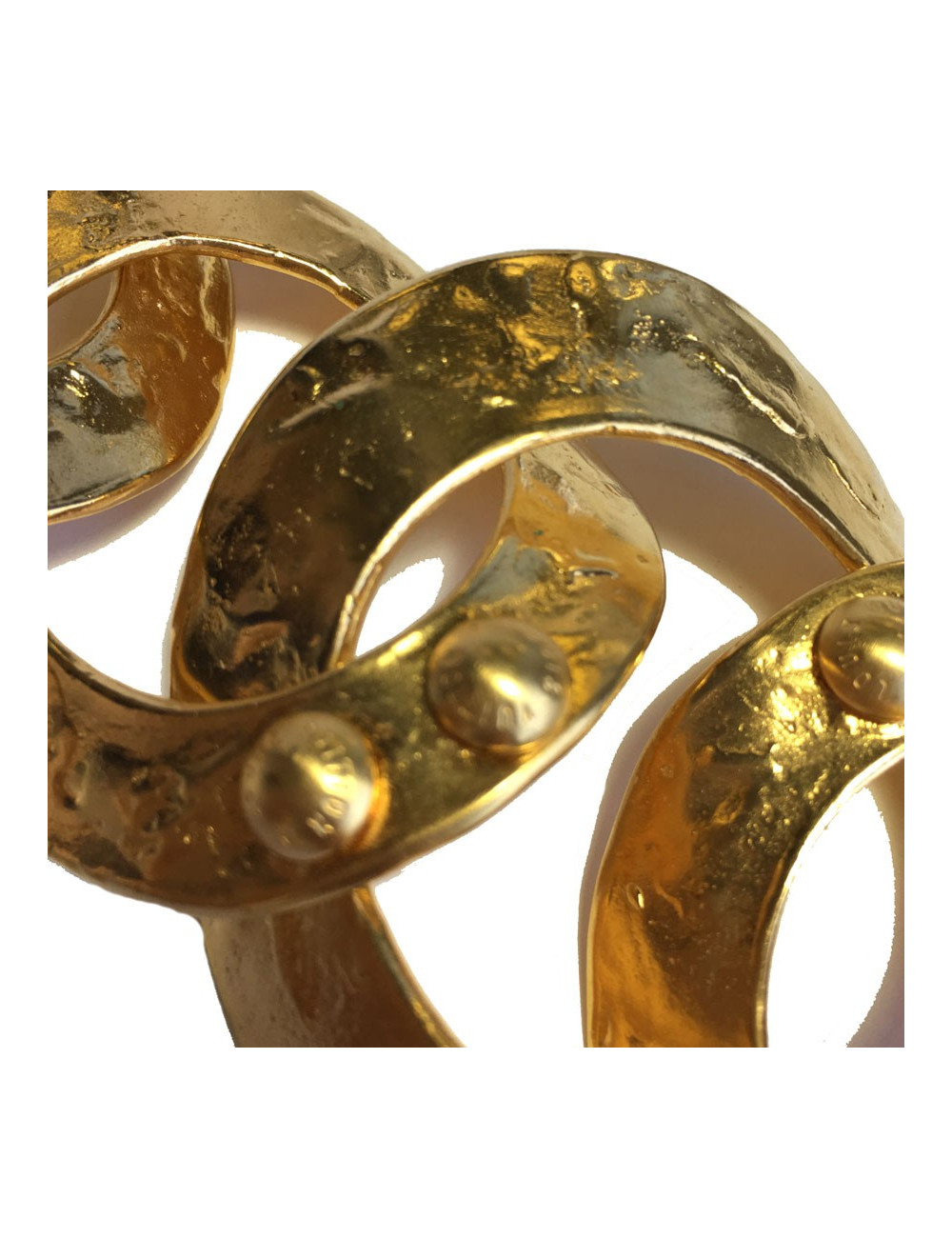 xxx Bracelet LOUIS VUITTON anneaux en métal plaqué or martelé