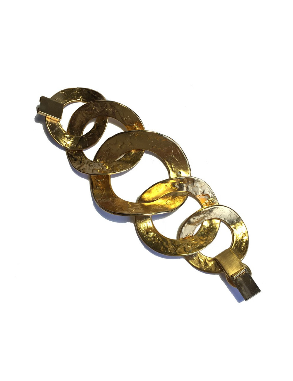 xxx Bracelet LOUIS VUITTON anneaux en métal plaqué or martelé