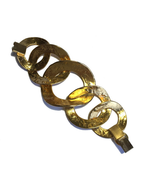 xxx Bracelet LOUIS VUITTON anneaux en métal plaqué or martelé