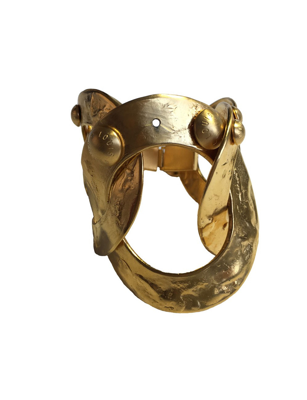 xxx Bracelet LOUIS VUITTON anneaux en métal plaqué or martelé