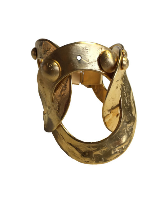 xxx Bracelet LOUIS VUITTON anneaux en métal plaqué or martelé