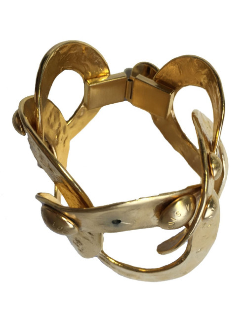 xxx Bracelet LOUIS VUITTON anneaux en métal plaqué or martelé