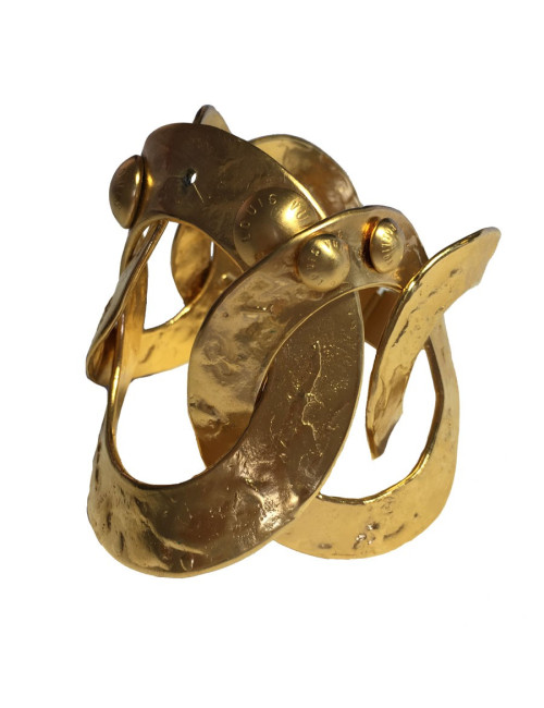xxx Bracelet LOUIS VUITTON anneaux en métal plaqué or martelé