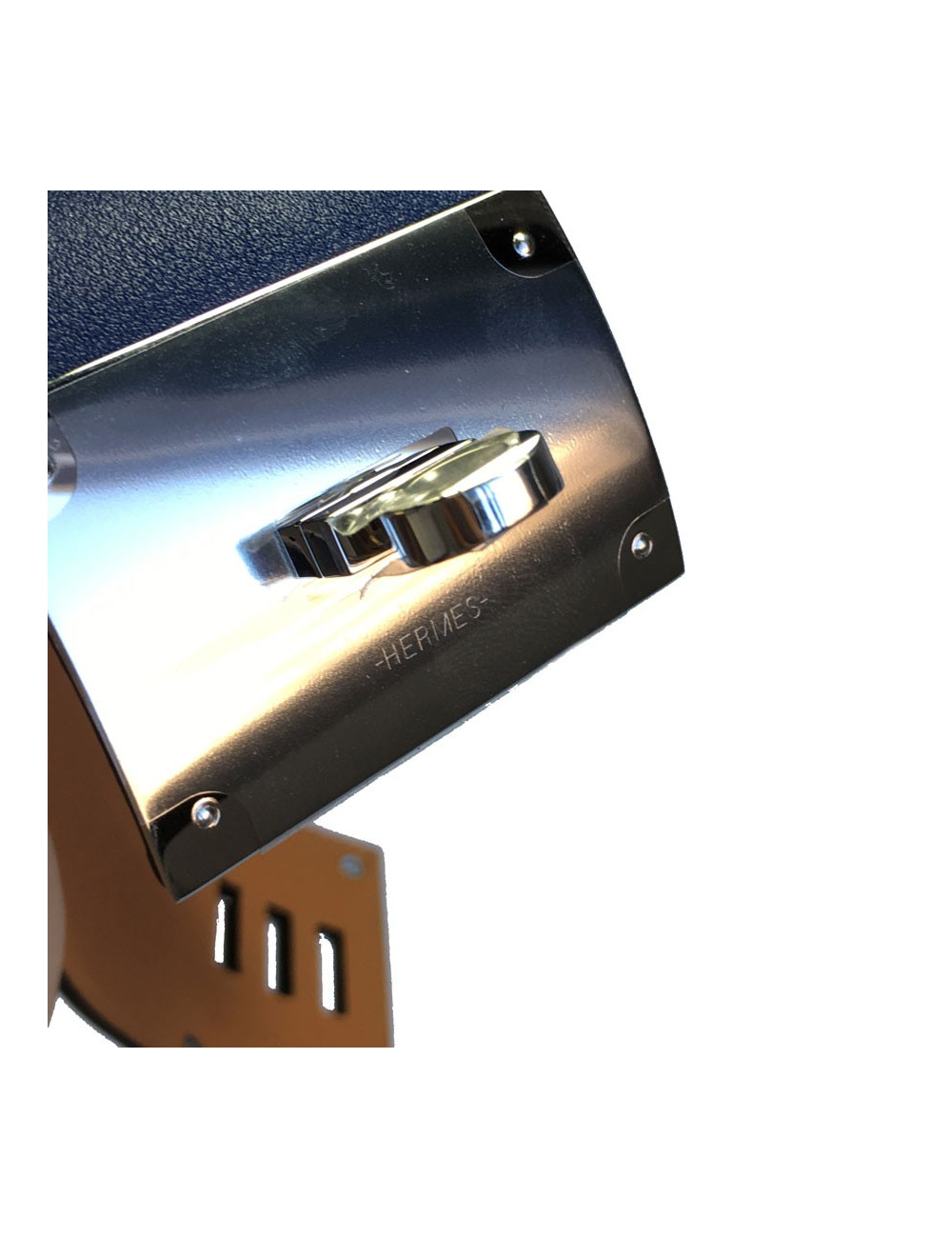 Manchette HERMES "Extrême" en cuir veau lisse bleu