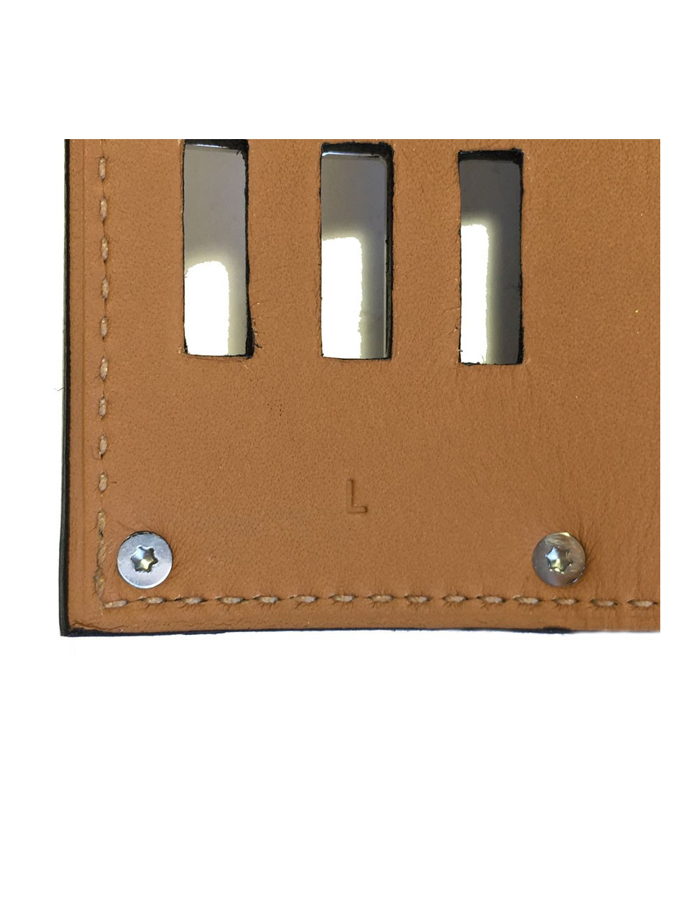 Manchette HERMES "Extrême" en cuir veau lisse bleu