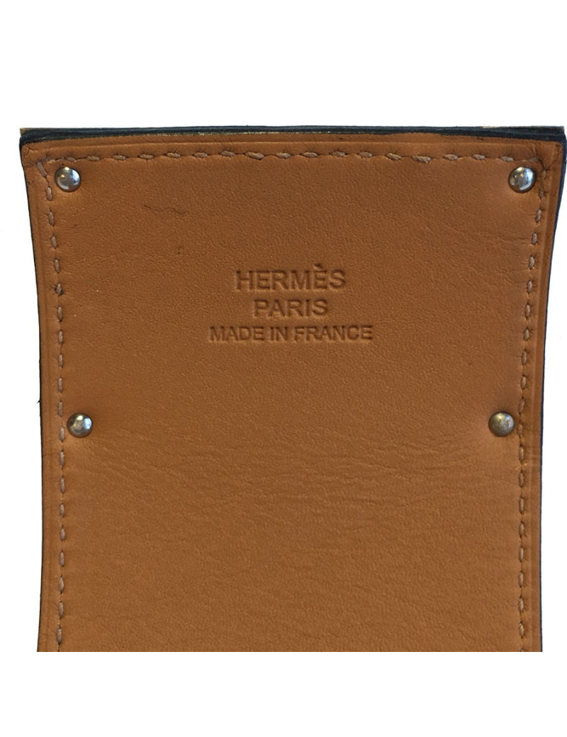 Manchette HERMES "Extrême" en cuir veau lisse bleu