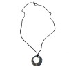 HERMES silver pendant necklace and black fabric link
